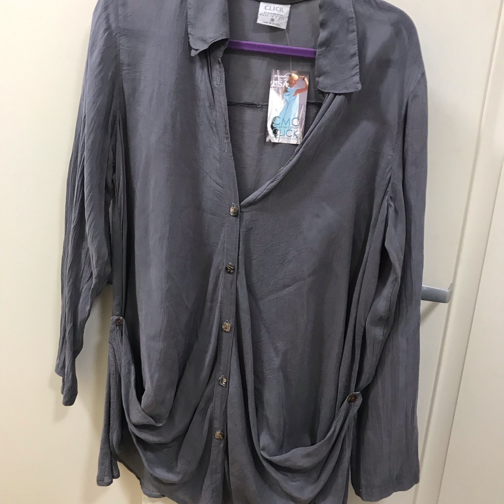 Gray Oversized Top w /Ruching NWT